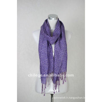 Mesdames laine / soie violet écharpes imprimées châles Pashmina